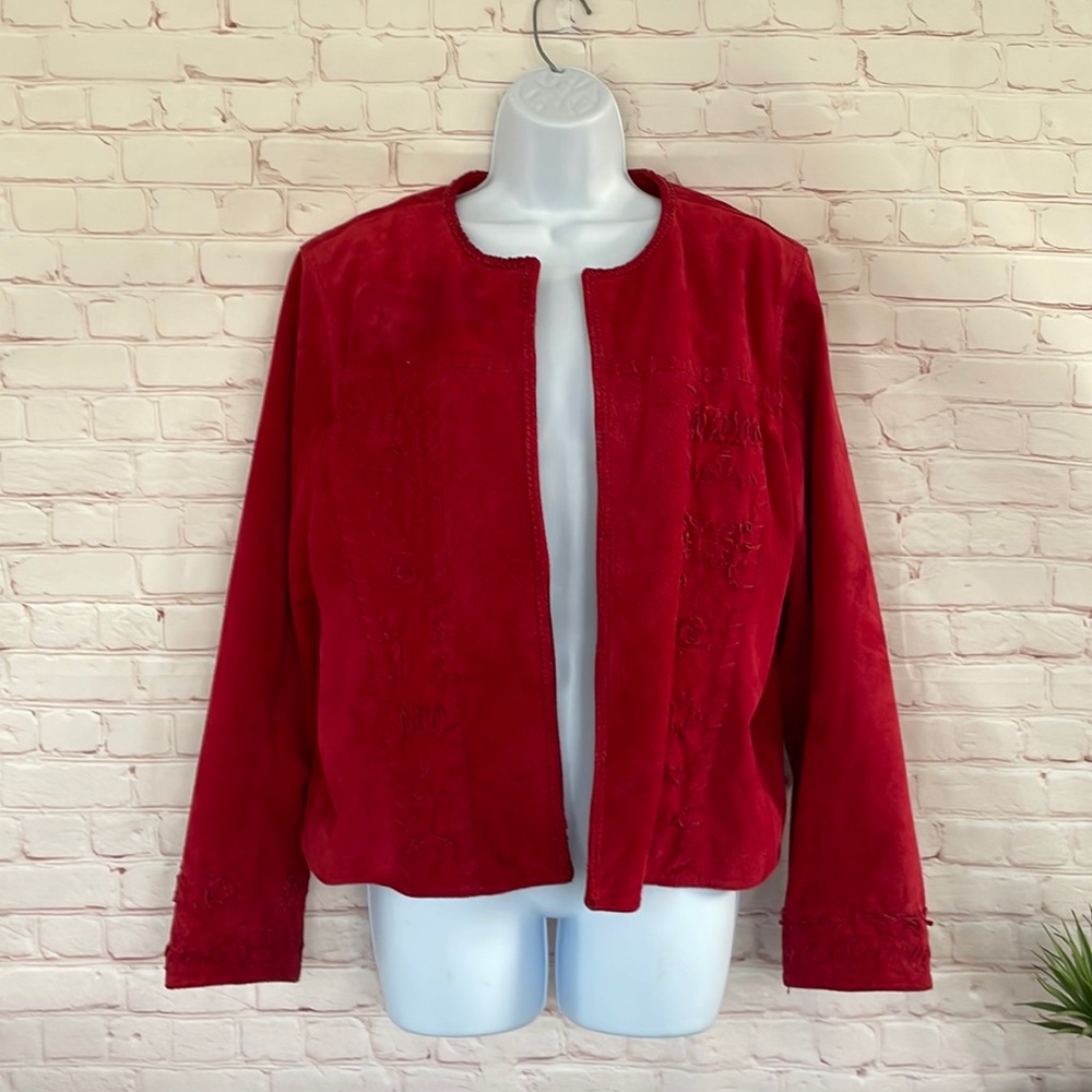Chico’s 100% leather open jacket